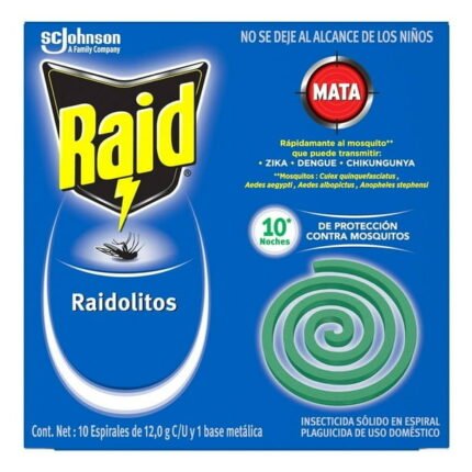 Insecticida Raid Raidolitos verde 10 espirales y base metálica