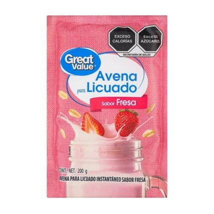 Avena Great Value para licuado instantáneo sabor fresa 200 g