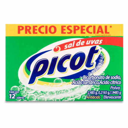 Sal de Uvas Picot Bicarbonato de Sodio / Acido Tartarico / Acido Citricopolvo Efervescente 12 Sobres