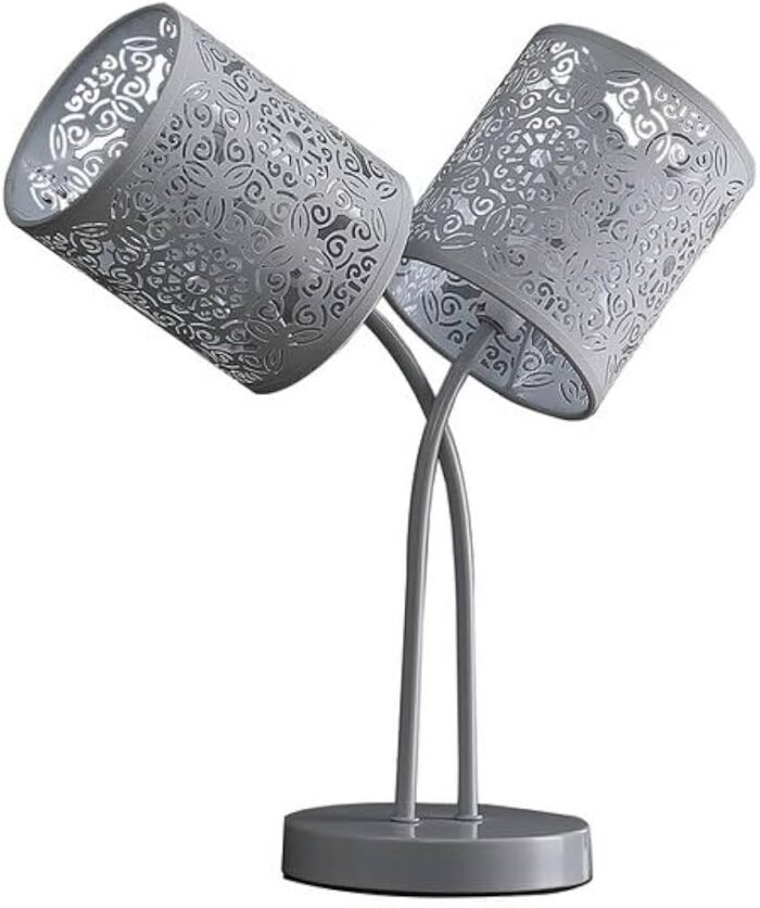 Lámpara de mesa gris con 2 cilindros de luz bohemia de 17 Lámpara de mesa gris con 2 cilindros de luz bohemia de 17" Generic - Imagen 1