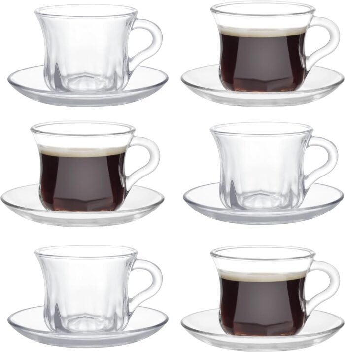 Juego de tazas de café y platillos de vidrio Lirmartur 6U - Imagen 1