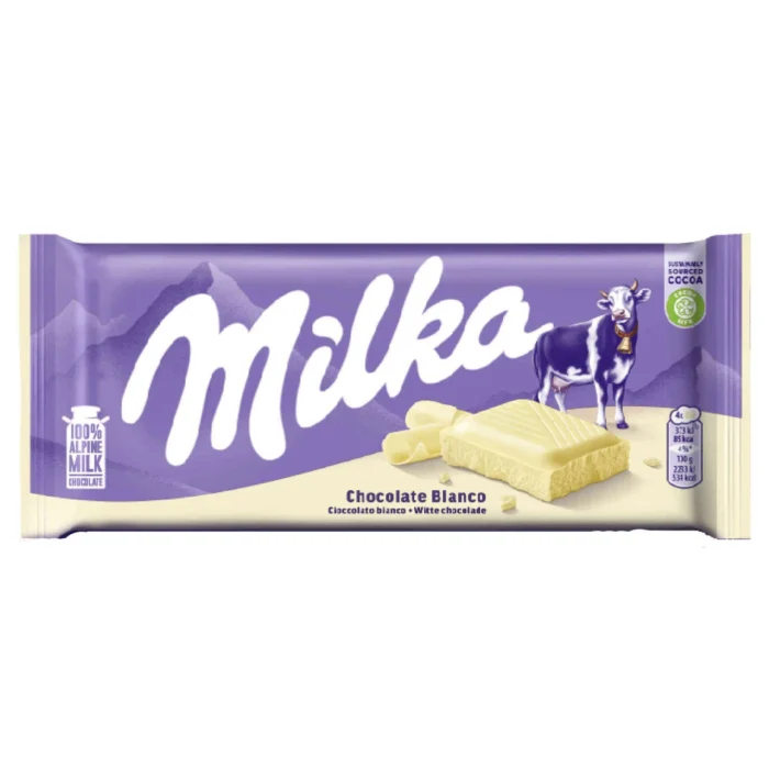 Tableta de Chocolate Blanco de los Alpes Milka 90 g - Imagen 1