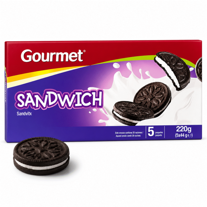 Galletas Sandwich gourmet 200 g 5 U Gourmet Galletas Sandwich Sabor Vainilla 220g, 5 U - Imagen 1