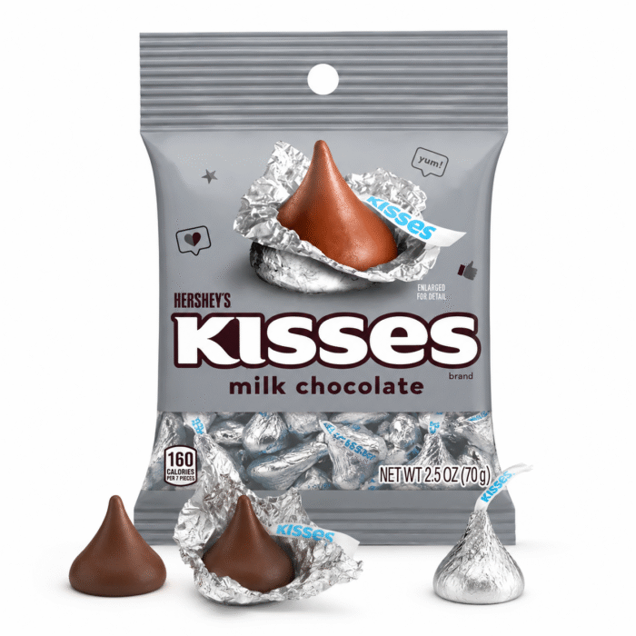 Bolsa de caramelo de chocolate con leche Hershey's Kisses 70 g - Imagen 1
