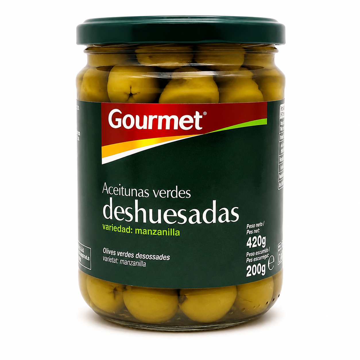 Aceitunas verde deshuesada en manzanilla Gourmet 420 g