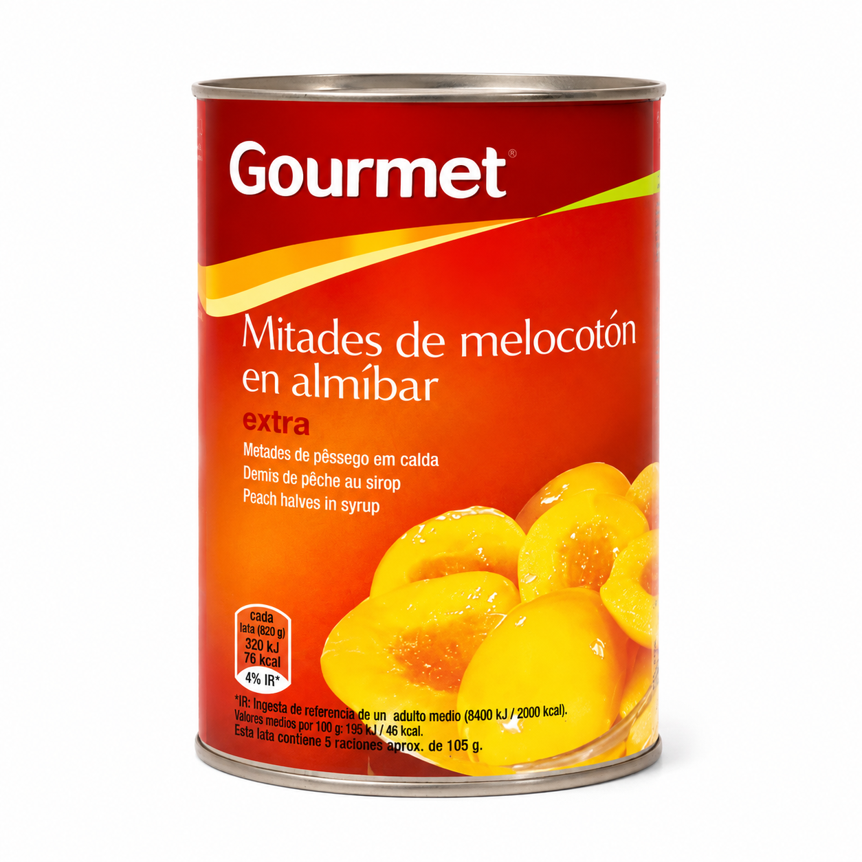 melocotón Gourmet 420 g Mitades de melocotón en almíbar extra Gourmet 420 g - Imagen 1