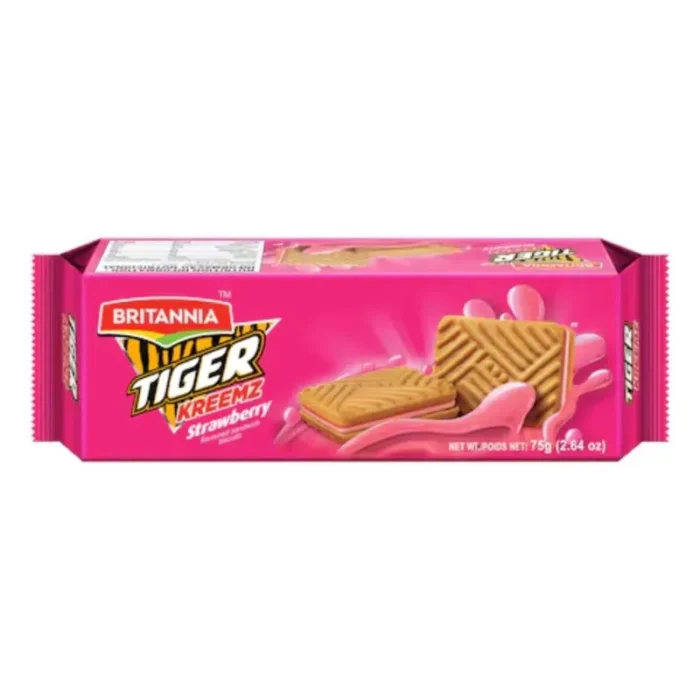 Galletas sándwich con crema sabor fresa Britannia Tiger 75 g - Imagen 1