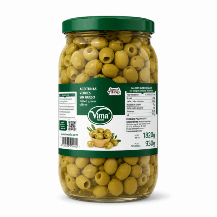 Aceitunas verdes sin hueso Vima Foods 1820 g - Imagen 1
