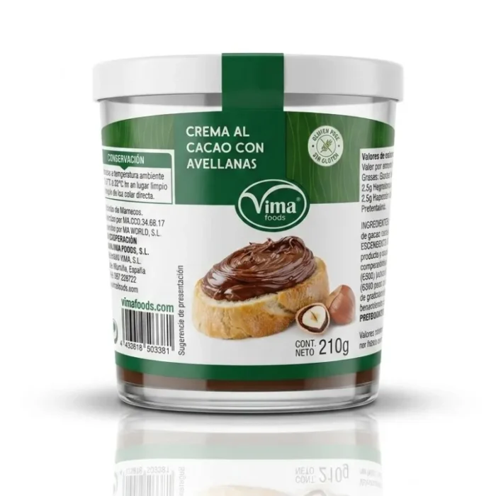 crema de cacao con avellana 210 g Crema de cacao con avellanas Vima Foods 210 g - Imagen 1