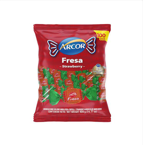 Caramelos duros rellenos sabor a fresa Arcor (400 g _ 14.11 oz) Caramelos duros rellenos sabor a fresa Arcor 400 g - Imagen 1