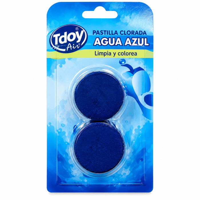 Paquete de pastillas cloradas Agua Azul Pastillas cisterna azul baño Tdoy Air, 2U, 50g - Imagen 1