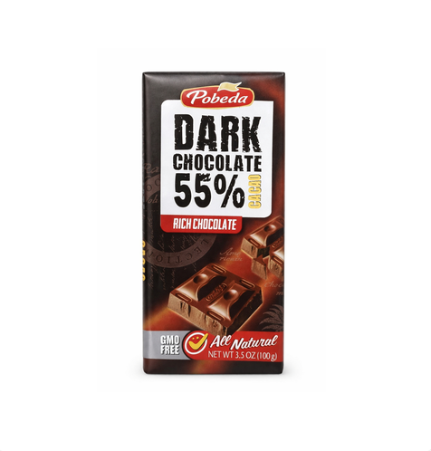 Tableta de chocolate negro con 55% de cacao Pobeda (100 g _ 3.5 oz) Tableta de chocolate negro con 55% de cacao Pobeda 100 g - Imagen 1