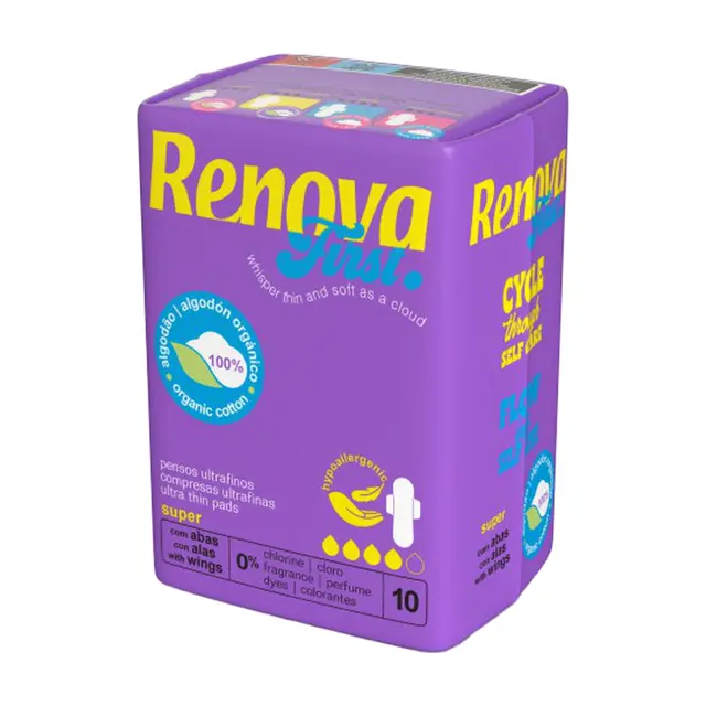 Toallas sanitarias ultrafinas con alas normal Renova (10 U) Toallas sanitarias ultrafinas con alas super Renova 10 U - Imagen 1