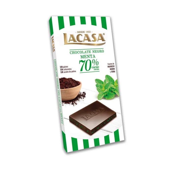 Tableta Chocolate Negro Menta 70% LaCasa 100 g - Imagen 1
